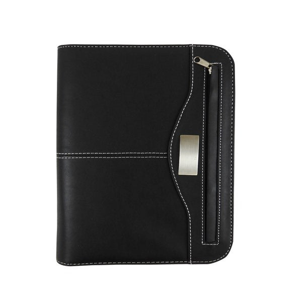 Schwarze Lederschreibmappe mit Reissverschluss
