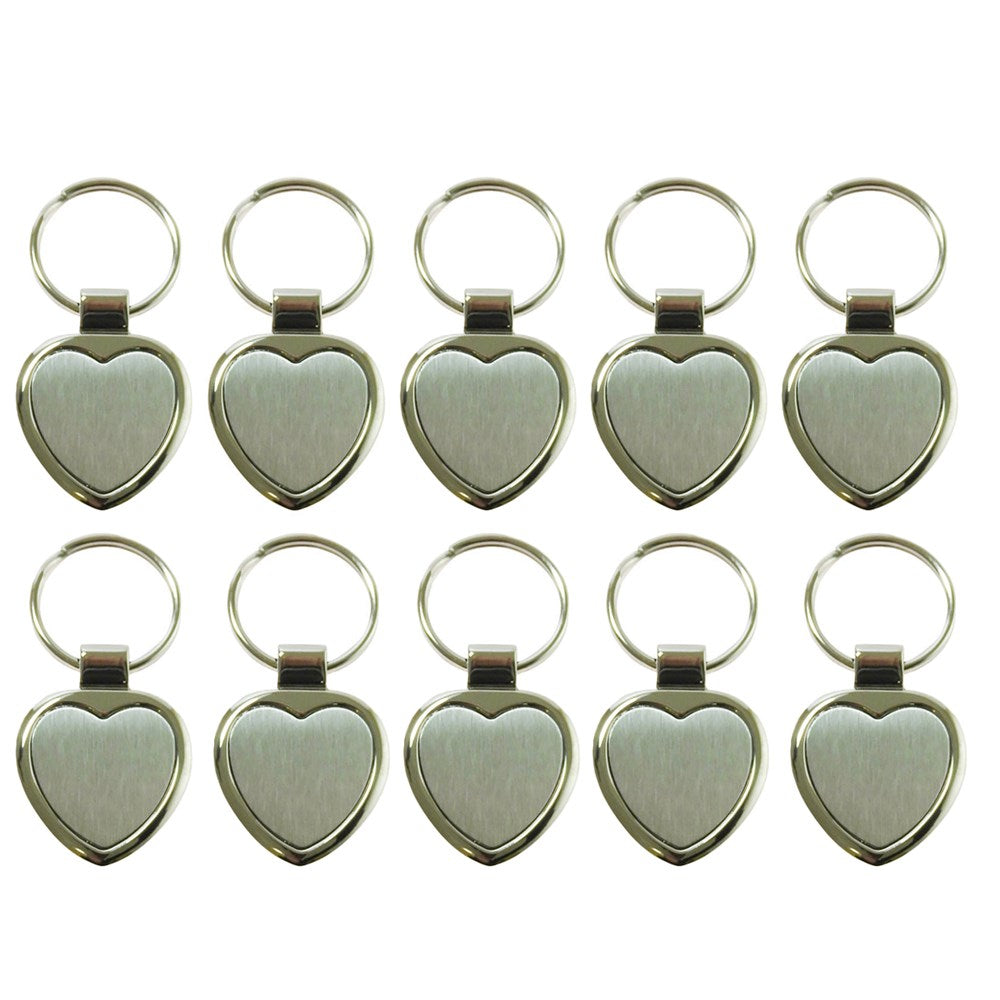 10er-Pack silberne Schlüsselanhänger in Form von Herzen