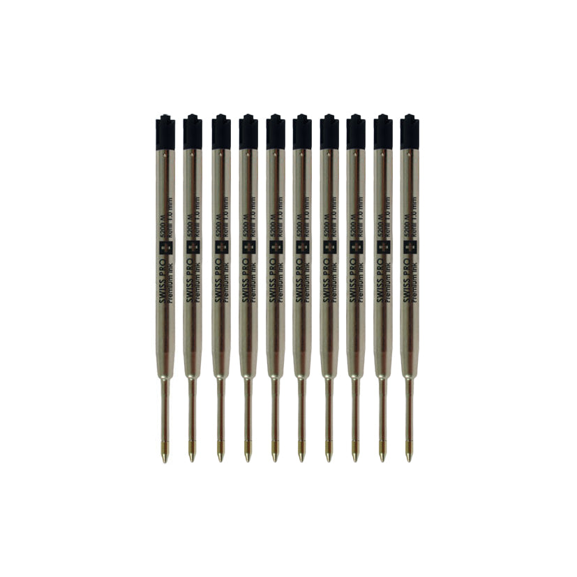 Silberne Ersatzminen für Kugelschreiber mit schwarzer Tinte