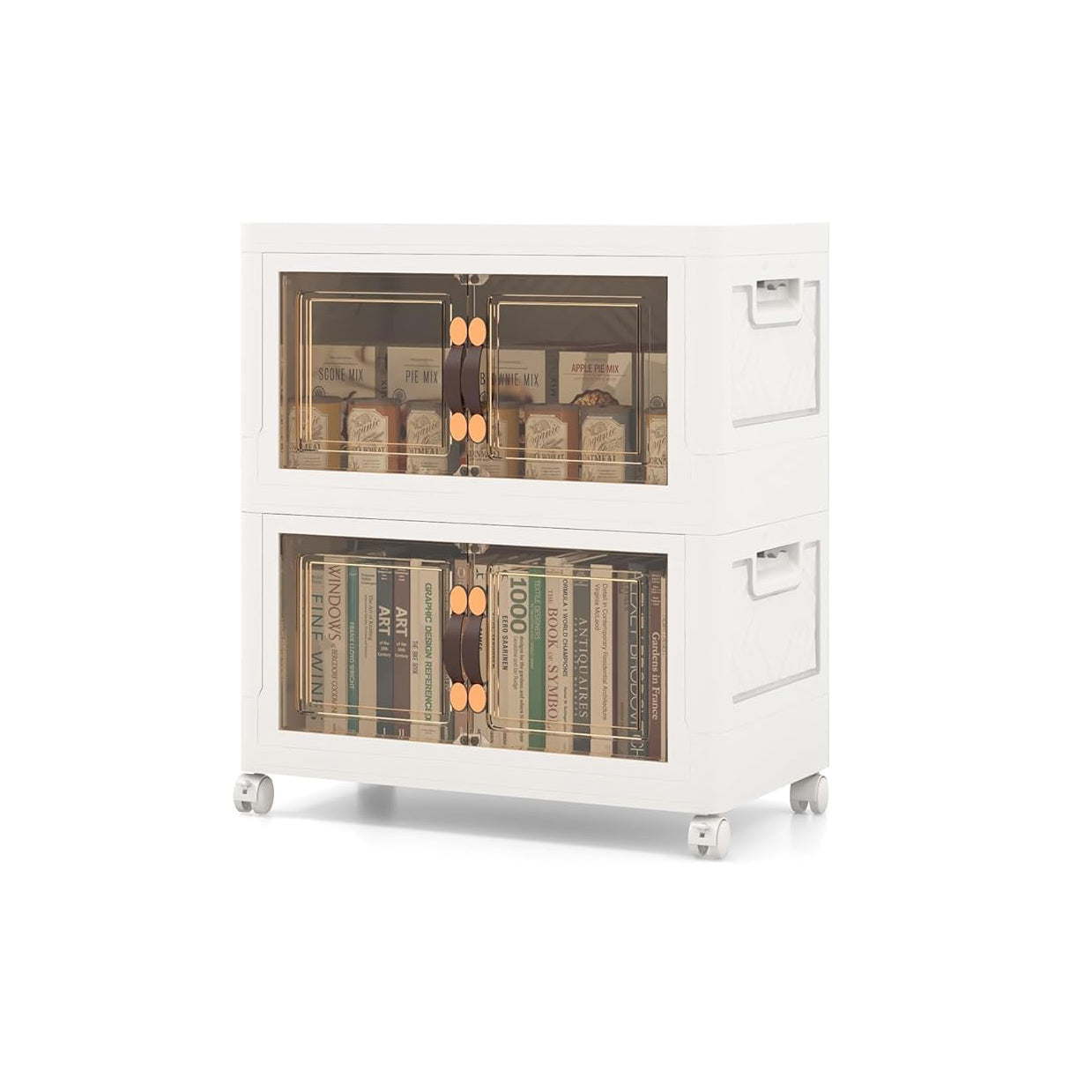 Stapelbare Aufbewahrungsbox mit Türen (2-er Set)