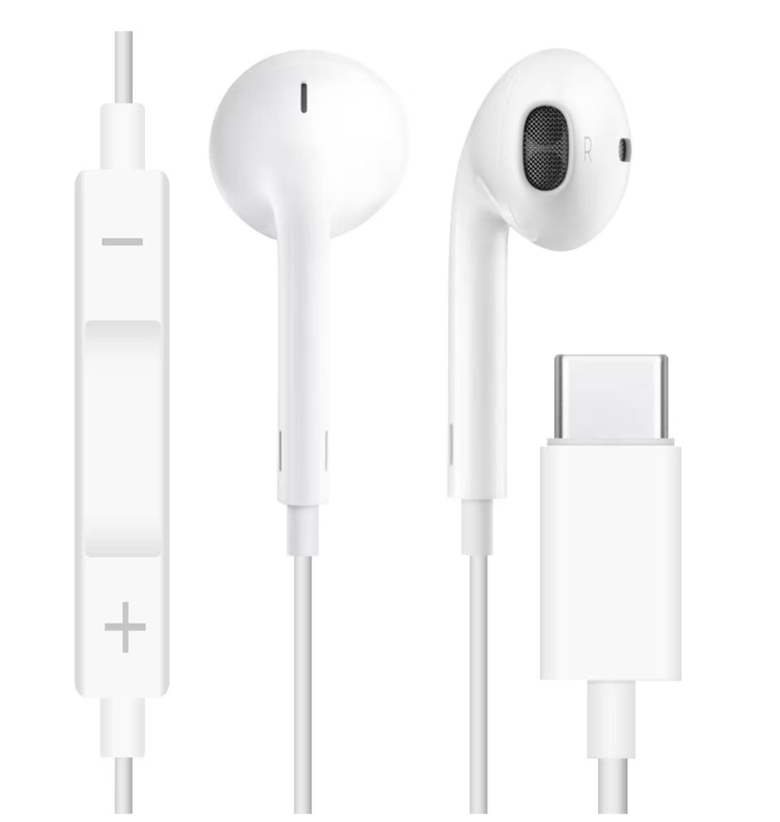 Weisse Kabelgebundene Kopfhörer mit USB-C Anschluss