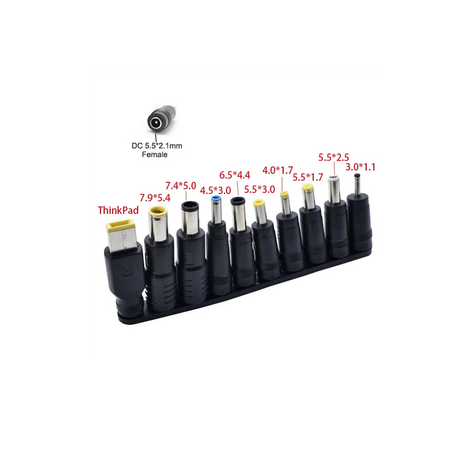 10-teiliges Universal Stecker-Set mit rotem Text über den Steckern