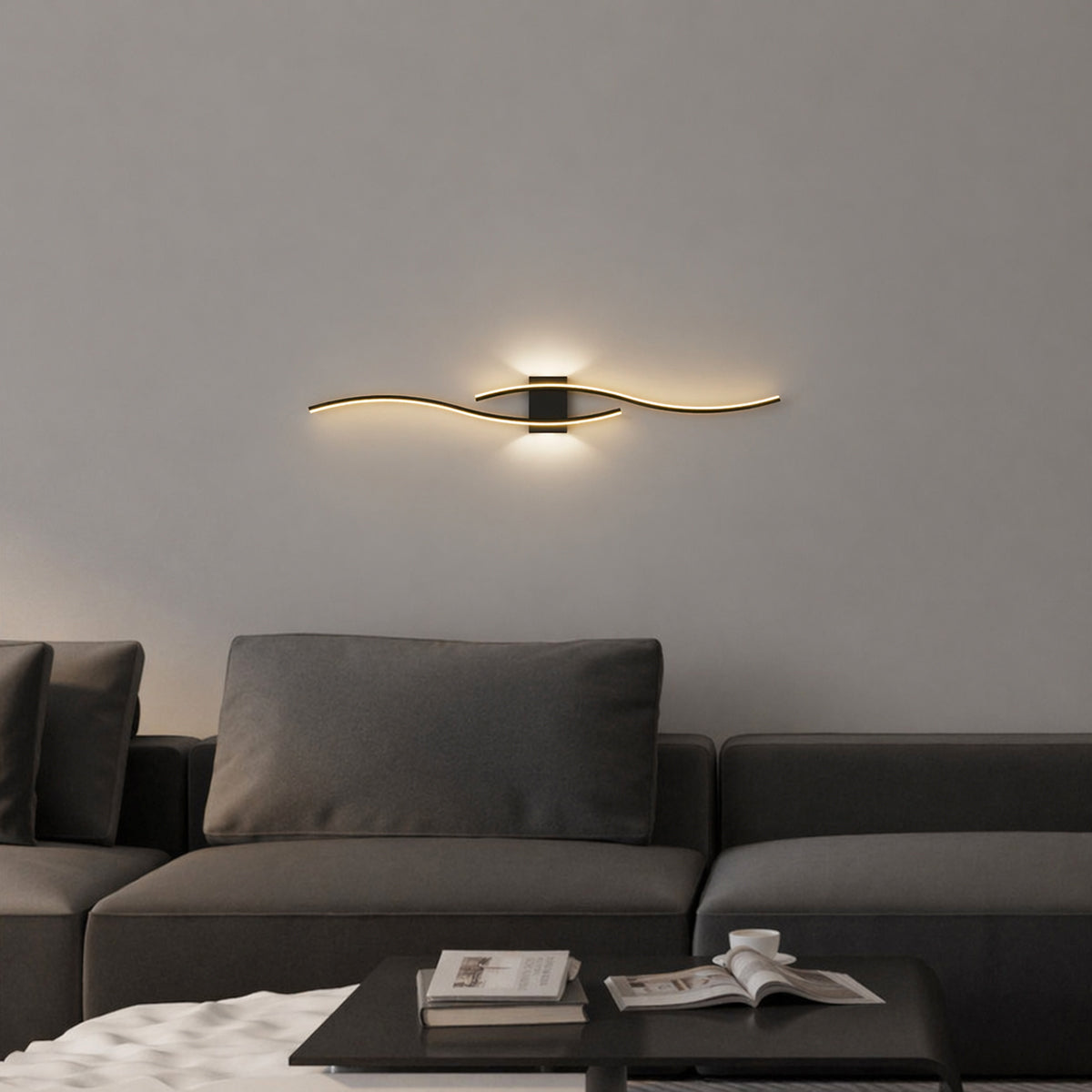 LED Wandleuchte Schwarz Wellenform – 24W moderne Wandlampe dimmbar