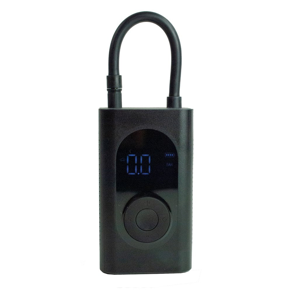 Schwarze, elektrische Pumpe mit dünnem Schlauch und einem kleinem Bildschirm