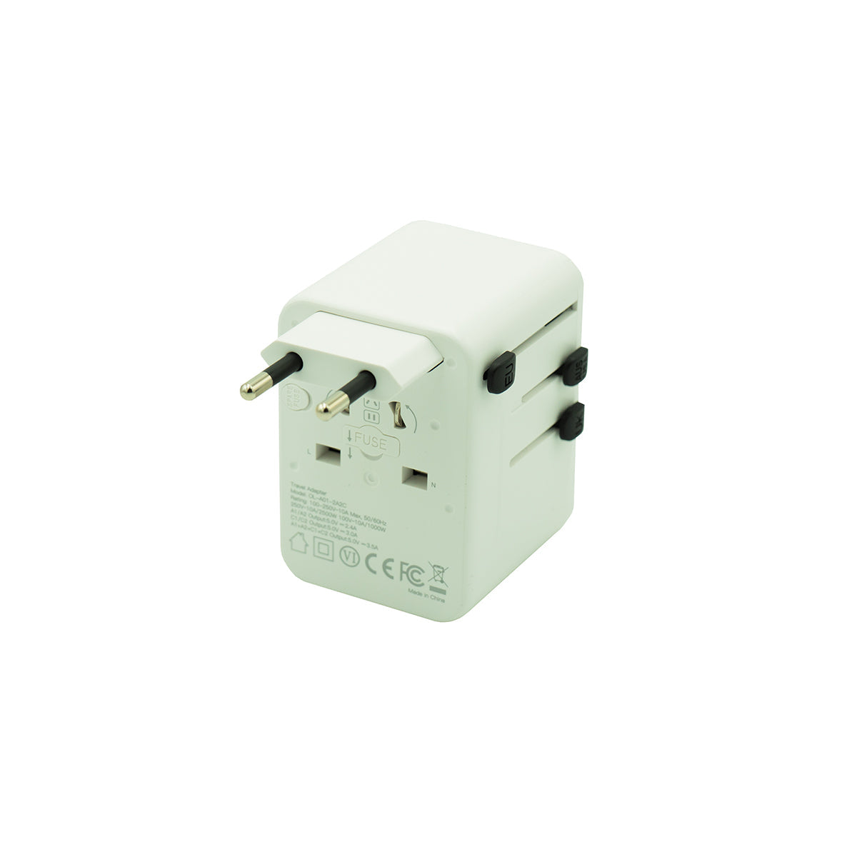 Kolumbus Weltreisestecker Weiss – Universal-Reiseadapter 4-in-1