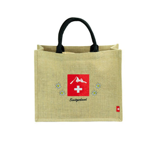 Swiss Ethno Jute Shopping Tasche - novistore.ch